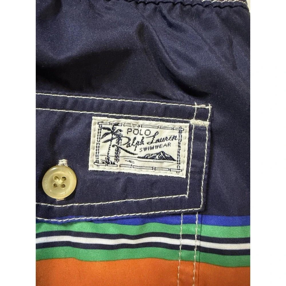 Polo Ralph Lauren Boys L(14-16) Striped Swim Trunks Orange Green